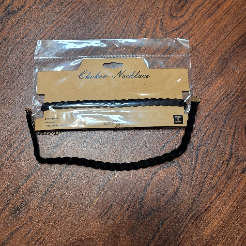 Black braided choker w/ gold hardware